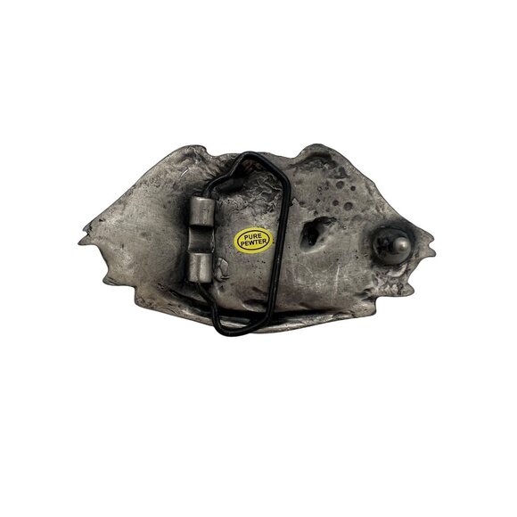 Born To Ride Eagle Belt Buckle Pewter Red Banner 4" x 2" Vintage Heavy Duty - Picture 2 of 4